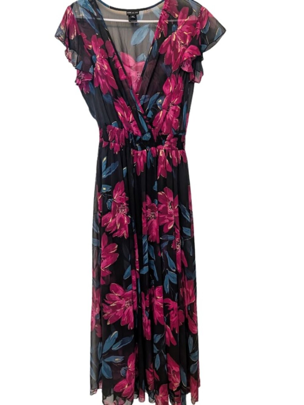 Kate and Lily black and pink floral maxi dress